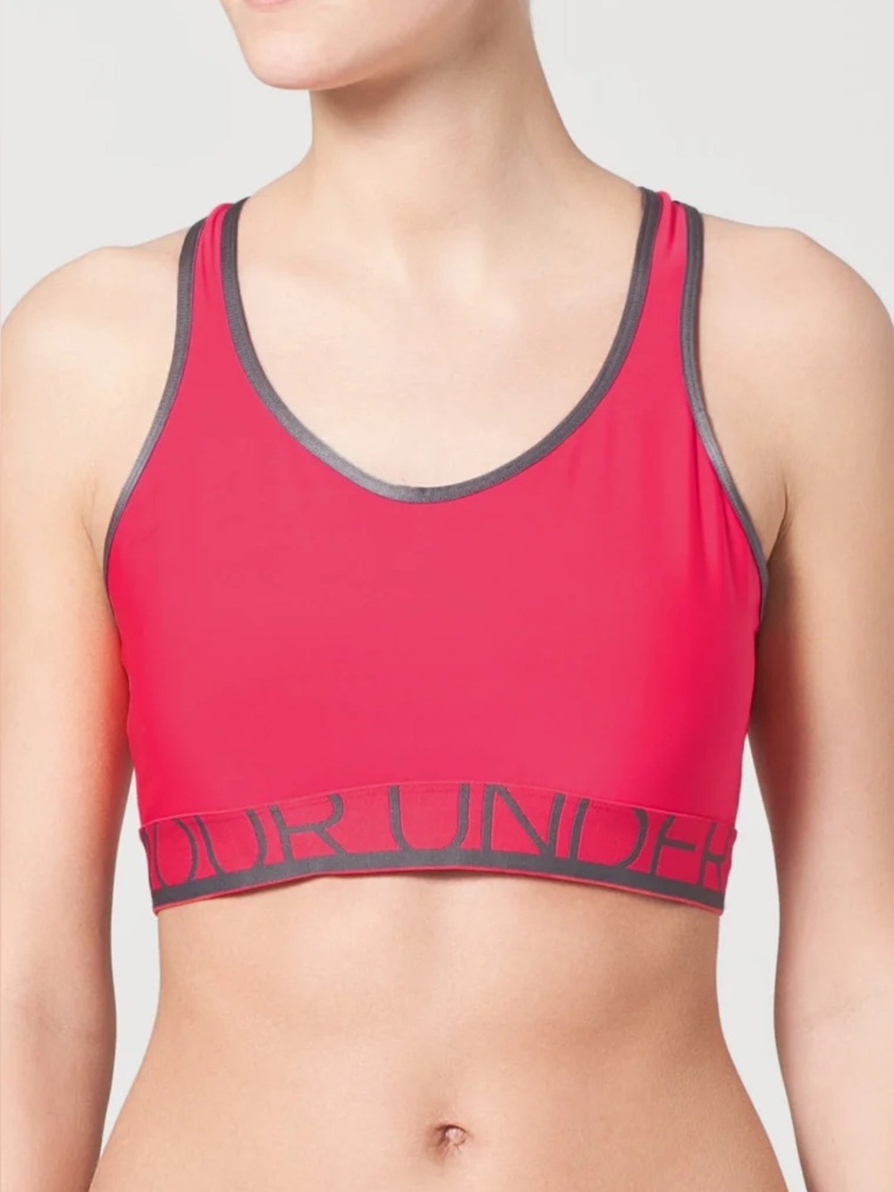 Under Armour Red Racerback Sports Bra with Black Trim and Branded Band
